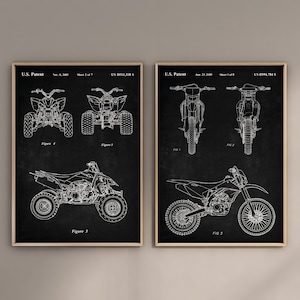 Powersports Patent Prints, Set of 2, Dirt Bike Wall Art, Atv Poster, Dirt Bike Decor, Atv Blueprint, Outdoor Sports Prints, Digital Download