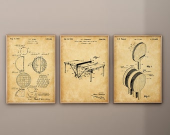 Table Tennis Patent Art Prints, Set of 3 (Digital Download)