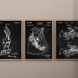 Space Exploration Patent Prints, Set of 3, Radio System Print, Satelllite Poster, Patent Print, NASA Wall Art, Digital Download