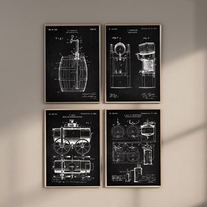 Beer Patent Prints, Set of 4, Brewery Wall Art, Beer Dispanser Blueprint, Beer Cooler Poster, Beer Art, Bar Decor, Digital Download
