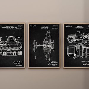 Military Vehicle Patent Prints, Set of 3, Military Tank Poster, Printable Wall Art, Jeep Blueprint, Bedroom Decor, Digital Download