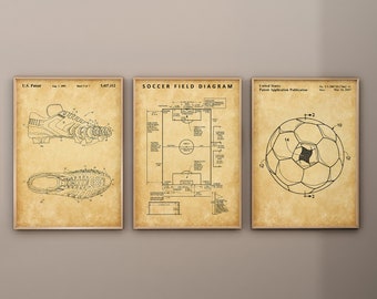 Soccer Patent Art Prints, Set of 3, Vintage Style (Digital Download)