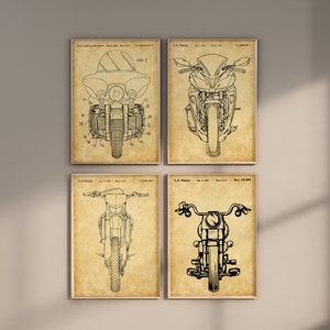Motorcycle Patent Prints, Set of 4, Motorbike Wall Art, Motorcycle Prints, Sportbike Poster, Dirt Bike Decor, Cruiser Art, Digital Download