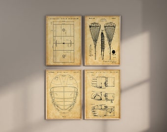 Lacrosse Patent Kunstdrucke, 4er Set (Digitaler Download)
