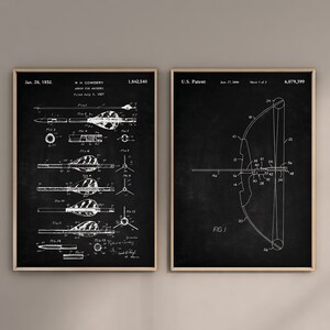 Archery Patent Prints, Set of 2, Archery Wall Art, Bow Print, Arrow Poster, Hunting Decor, Outdoor Sports Wall Art, Digital Download