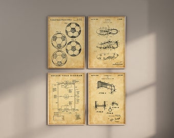 Soccer Patent Art Prints, Set of 4, Vintage Style (Digital Download)