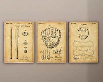 Baseball Patent Prints: Vintage Sports Art, Set of 3 (Digital Download)