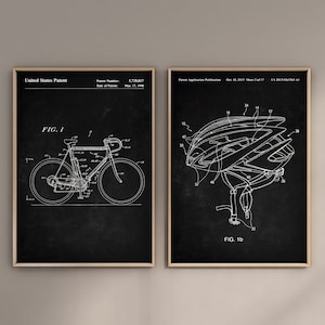 Radfahren Patent Drucke, 2er Set, Fahrrad Wand Kunst, Fahrrad Drucke, Radfahren Poster, Radfahrer Wand dekor, Fahrradhelm, digitaler Download