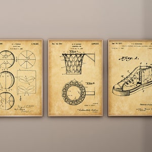 Basketball Patent Prints, Set of 3, Basketball Prints, Basketball Wall Art, Basketball Hoop, Sneaker Design, NBA Fan Gift, Digital Download