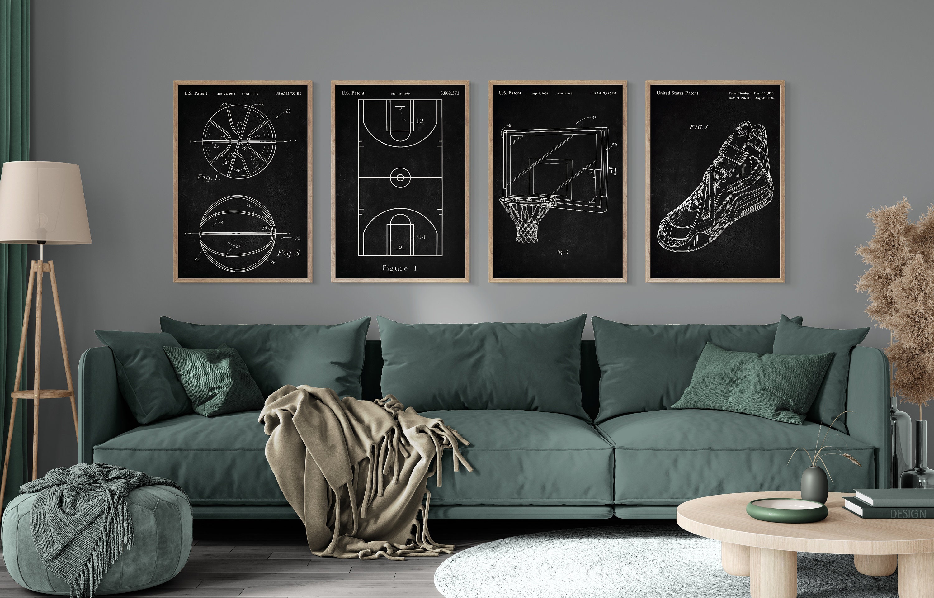 Basketball Patent Prints, Set of 4, Basketball Prints, Basketball Wall