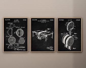 Table Tennis Patent Prints: Chalkboard Ping Pong Decor (Set of 3) (Digital Download)