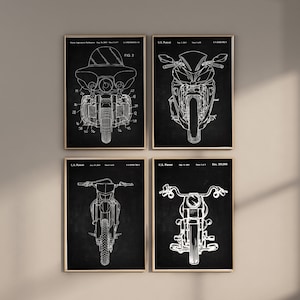 Motorcycle Patent Prints, Set of 4, Motorbike Wall Art, Motorcycle Prints, Sportbike Poster, Dirt Bike Decor, Cruiser Art, Digital Download