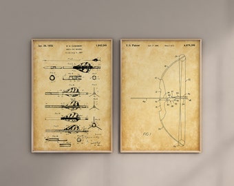 Bogenschießen Patent Drucke: Vintage Pfeil & Bogen Kunst (2er Set) (Digitaler Download)