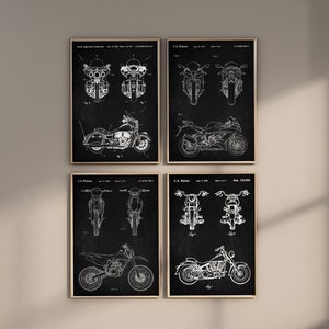 Motorcycle Patent Prints, Set of 4, Motorbike Wall Art, Motorcycle Prints, Sportbike Poster, Dirt Bike Decor, Cruiser Art, Digital Download