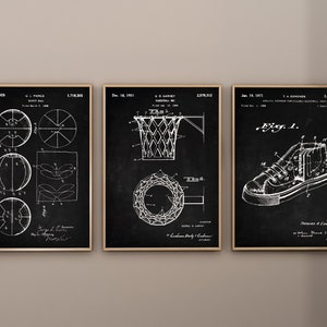 Basketball Patent Prints, Set of 3, Basketball Prints, Basketball Wall Art, Basketball Hoop, Sneaker Design, NBA Fan Gift, Digital Download
