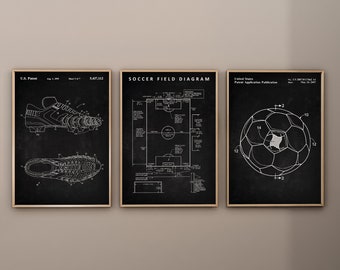 Soccer Patent Art Prints, Set of 3, Chalkboard Style (Digital Download)
