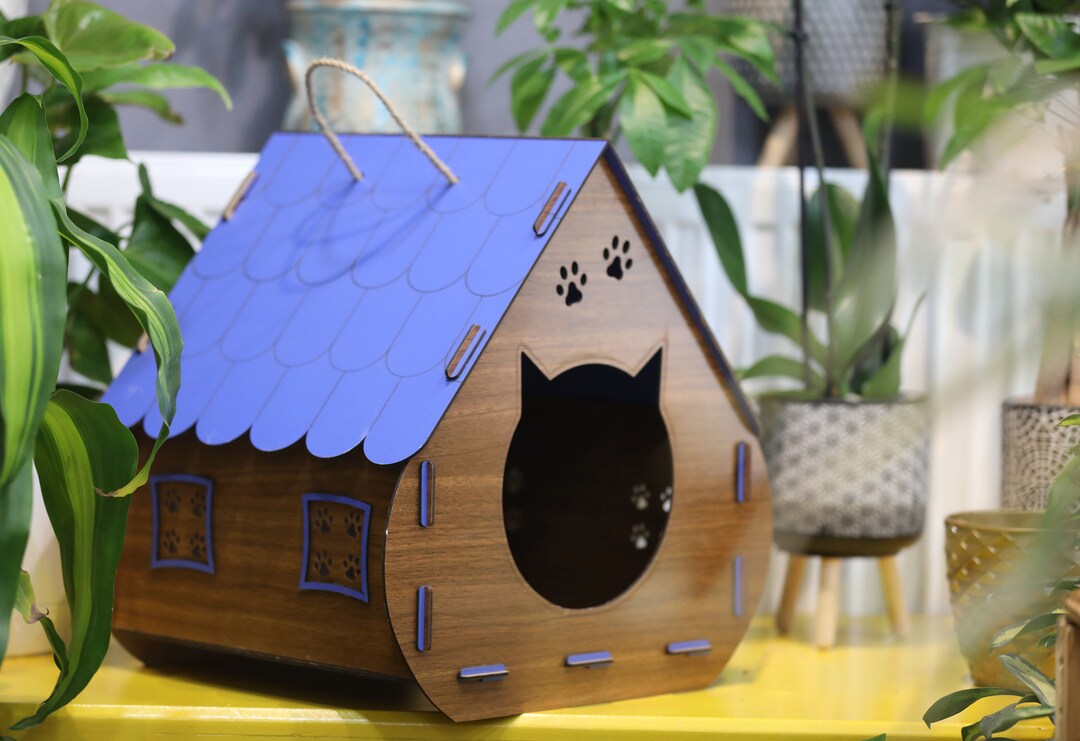 Portable Cat House, Cat Furniture, Wooden Modern Decorative Cat House