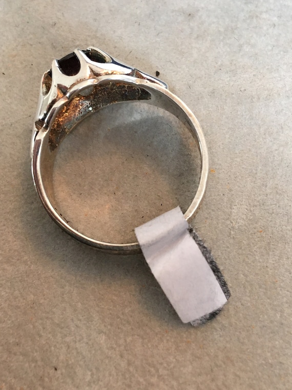 Solid  Sterling silver  Garnet   Signet Ring  Siz… - image 2