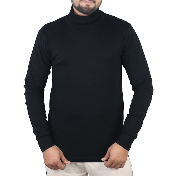 Mens Turtleneck Slim Fit Polyester Ribbed High Neck Polo Roll Neck Long Sleeved Jumper S-XXL UK High Neck Top, Men Jumper , Men's Sweater