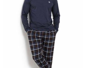 Men's Pyjamas Sets Check Bottoms with Long Sleeve Shirt Sleepwear Nightwear Loungewear Set for Men Pjs S-3XL