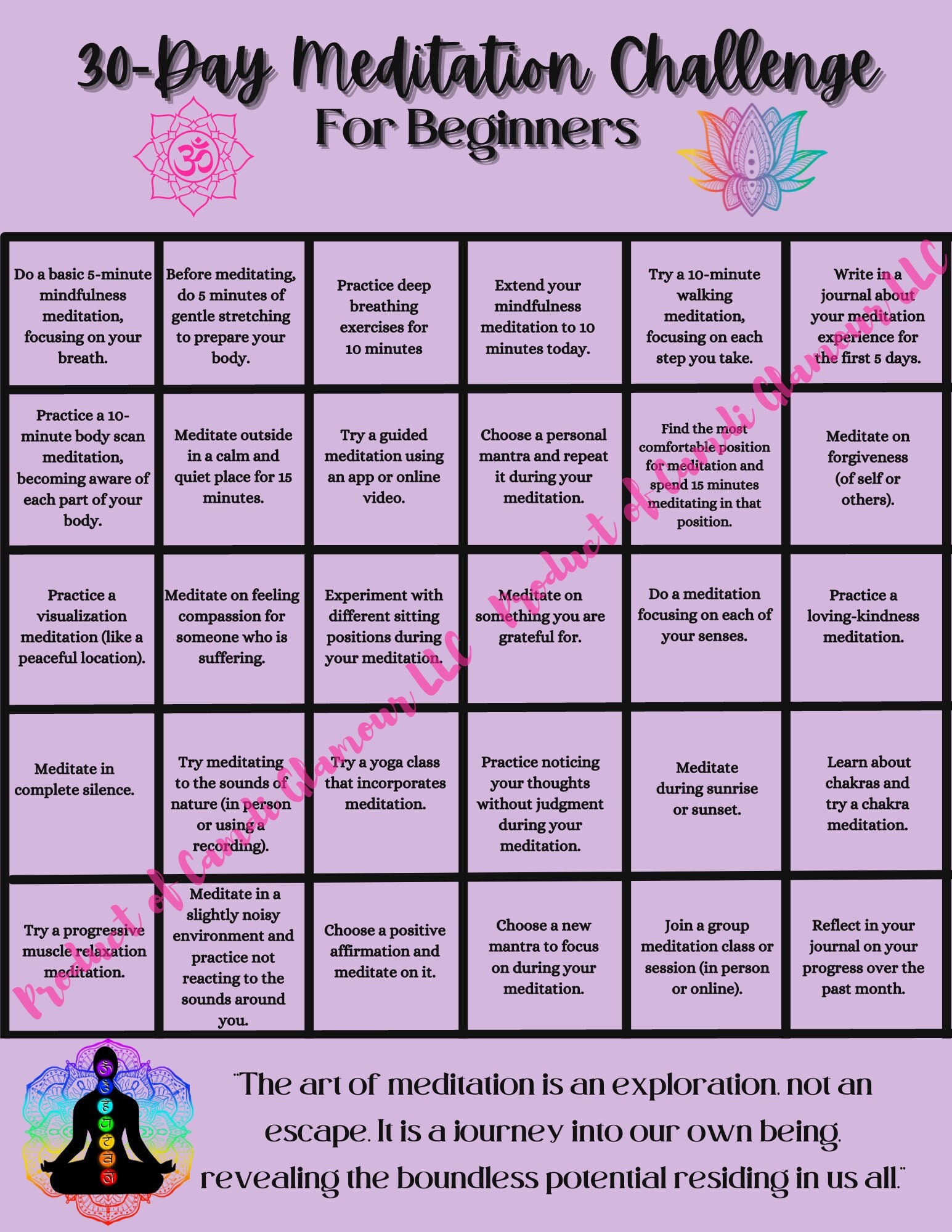30-day Meditation Challenge for Beginners - Etsy