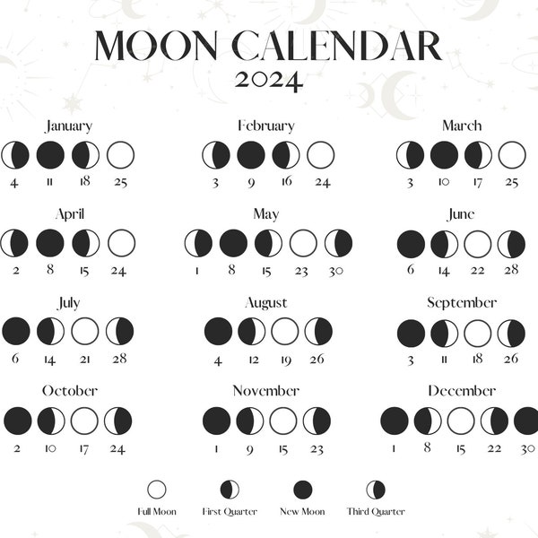 Printable Moonphase Calendar - Etsy Canada