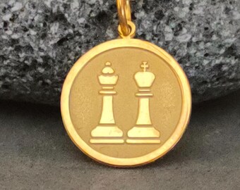 14K Solid Gold Chess Pendant – Symbol of Strategy, Intelligence & Power – Elegant Gift for Chess Lovers