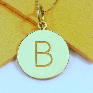 Collar con inicial de oro de 14 k, colgante minimalista B, joyería con letra de oro personalizada, regalo único para ella y para uso diario