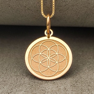 14k Gold Seed of Life Pendant, Gold  Seed of Life Necklace, Sacred Jewelry, Protection Pendant, Meditation Charm