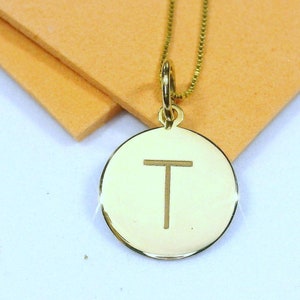 Collar con inicial de oro de 14 k, colgante minimalista con T, joyería con letras de oro personalizadas, regalo único para ella y para uso diario