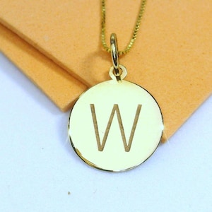 Collar con inicial de oro de 14 k, colgante minimalista con letra W, joyería personalizada con letras de oro, regalo único para ella y para uso diario