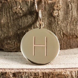 Collar con inicial de oro de 14 k: colgante minimalista con H, joyería con letras de oro personalizadas, regalo único para ella y para uso diario