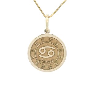 14K Solid Gold Cancer Necklace, Personalized Cancer Pendant, Gold Zodiac  Necklace,  Zodiac Sign , Horoscope Pendant, Solid Disc