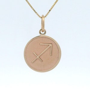 14K Solid Gold Schütze Anhänger, Horoskop Anhänger, Gold Sternzeichen Halskette, Gold Horoskop Halskette, Sternzeichen Symbol