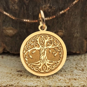 14k Solid Gold Tree of Life Pendant, CUstom Tree of Life Necklace, Gold Tree of Life Charm, gold disc, Gold Tree of Life pendant,