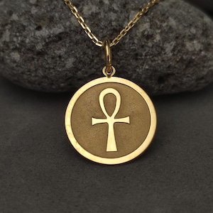 14K Solid Gold Ankh Pendant - Egyptian Cross of Life Necklace, Spiritual Jewelry, Symbol of Eternal Life,  Religious Jewelry,