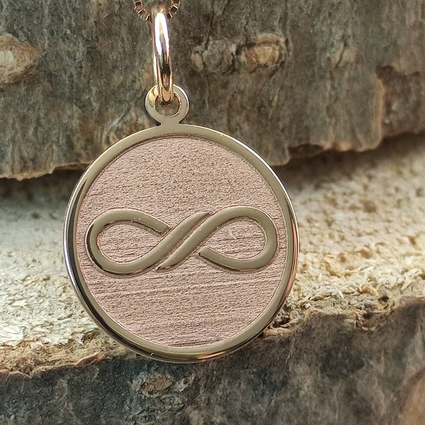 Pendentif infini en or massif 14K, collier infini en or massif, charme d’amour ininite, pendentif Forever Love, infini d’or, pendentif en or pour femmes