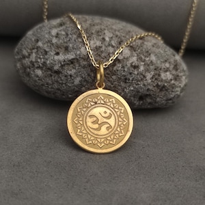 14k Solid Gold Spirituality Chakra Necklace, Sahasrara Yoga Pendant, Sahasrara Necklace - Yoga Jewelry, Chakra Symbol of Spirituality