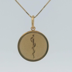 Collar de Asclepio de oro macizo de 14 k, joyería con símbolo médico, regalo perfecto para médicos y enfermeras, colgante duradero y elegante