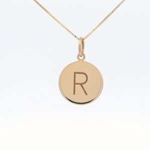 Collar con inicial de oro de 14 k, colgante minimalista con R, joyería con letras de oro personalizadas, regalo único para ella y para uso diario