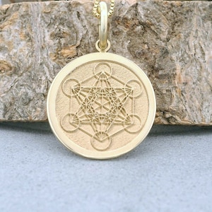 14k Solid Gold Metatron Necklace, Sacred Geometry Jewelry, Gold Meditation Jewelry, Protection Pendant, Sacred Geometry