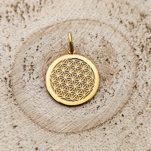14k Gold Flower of Life Necklace , Gold Flower of Life Pendant , Sacred Jewelry, Protection Pendant, Meditation Charm
