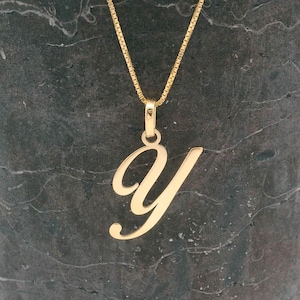 Collar con inicial de oro de 14 k, colgante minimalista con Y, joyería con letras de oro personalizadas, regalo único para ella y para uso diario