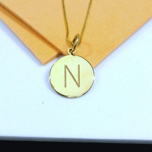 Collar con inicial de oro de 14 k, colgante N personalizado minimalista, regalo único para ella, joyería con letras para todos los días