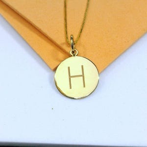 Collar con inicial de oro de 14 k, colgante minimalista con H, joyería con letras de oro personalizadas, regalo único para ella y para uso diario