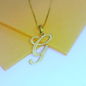 Collar con inicial de oro de 14 k, colgante minimalista G, joyería con letra de oro personalizada, regalo único para ella y para uso diario