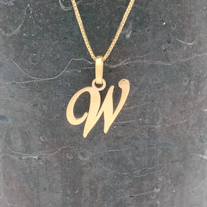 Collar con inicial de oro de 14 k, colgante minimalista con letra W, joyería personalizada con letras de oro, regalo único para ella y para uso diario