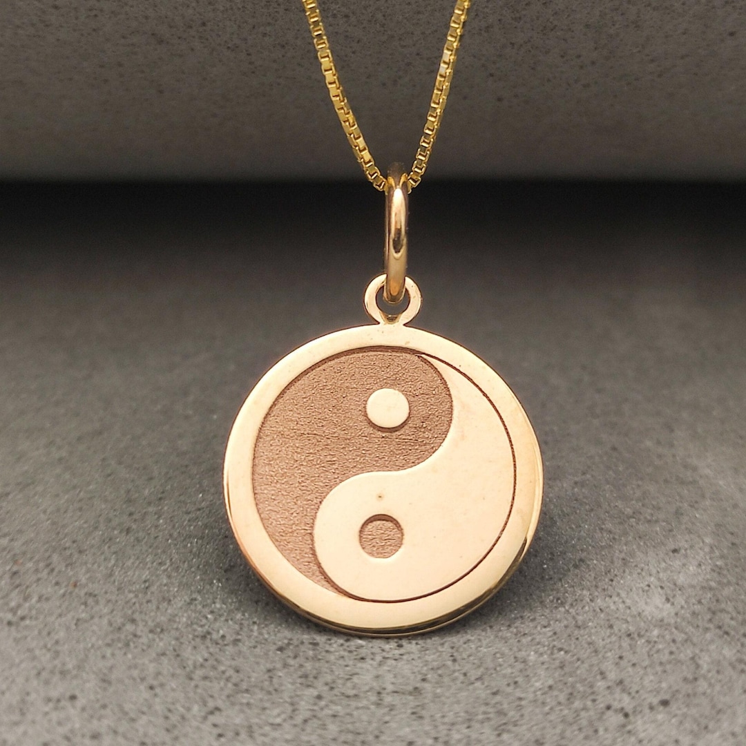 14k Solid Gold Yin Yang Necklace, Gold Pendant, Spiritual Jewelry ...