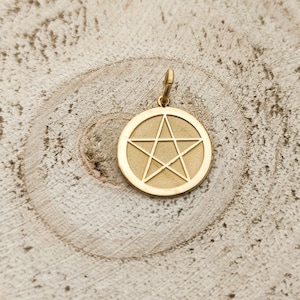 14k gold pentacle necklace, gold pentacle pendant, sacred jewelry, protection pendant, meditation pendant