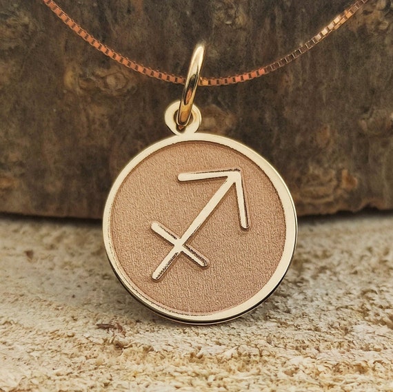 14K Solid Gold Sagittarius Pendant Personalized Sagittarius